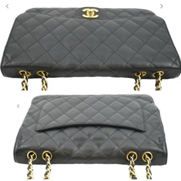 πβ¨ JUMBO β¨π CHANEL CAVIAR FLAP GOLD HARDWARE - Picture 12 of 15
